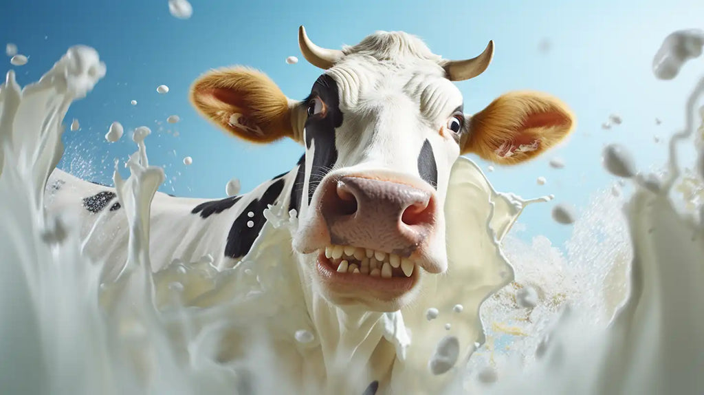 mad cow splashing milk