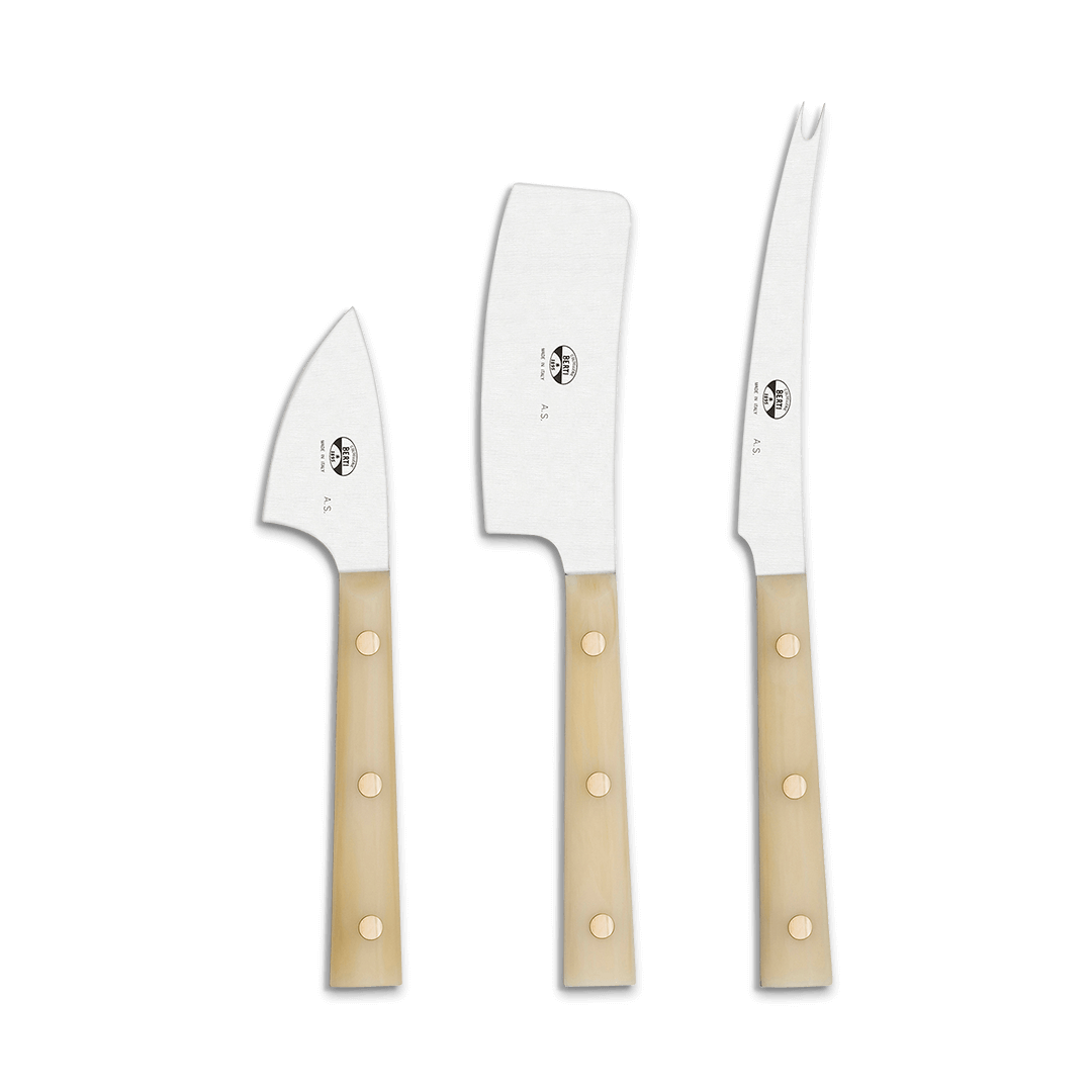 Berti I Forgiati Carving Knife & Serving Set with Cream Handles