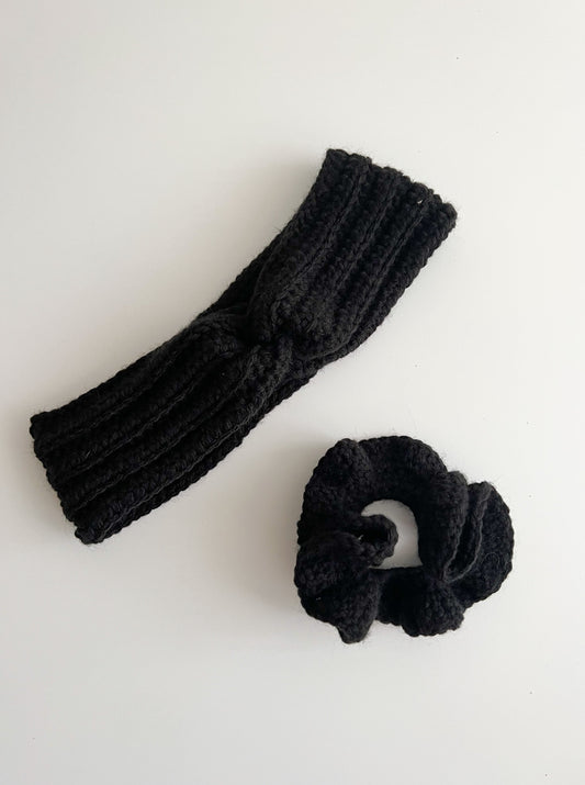 Black Headband and Scrunchie Set