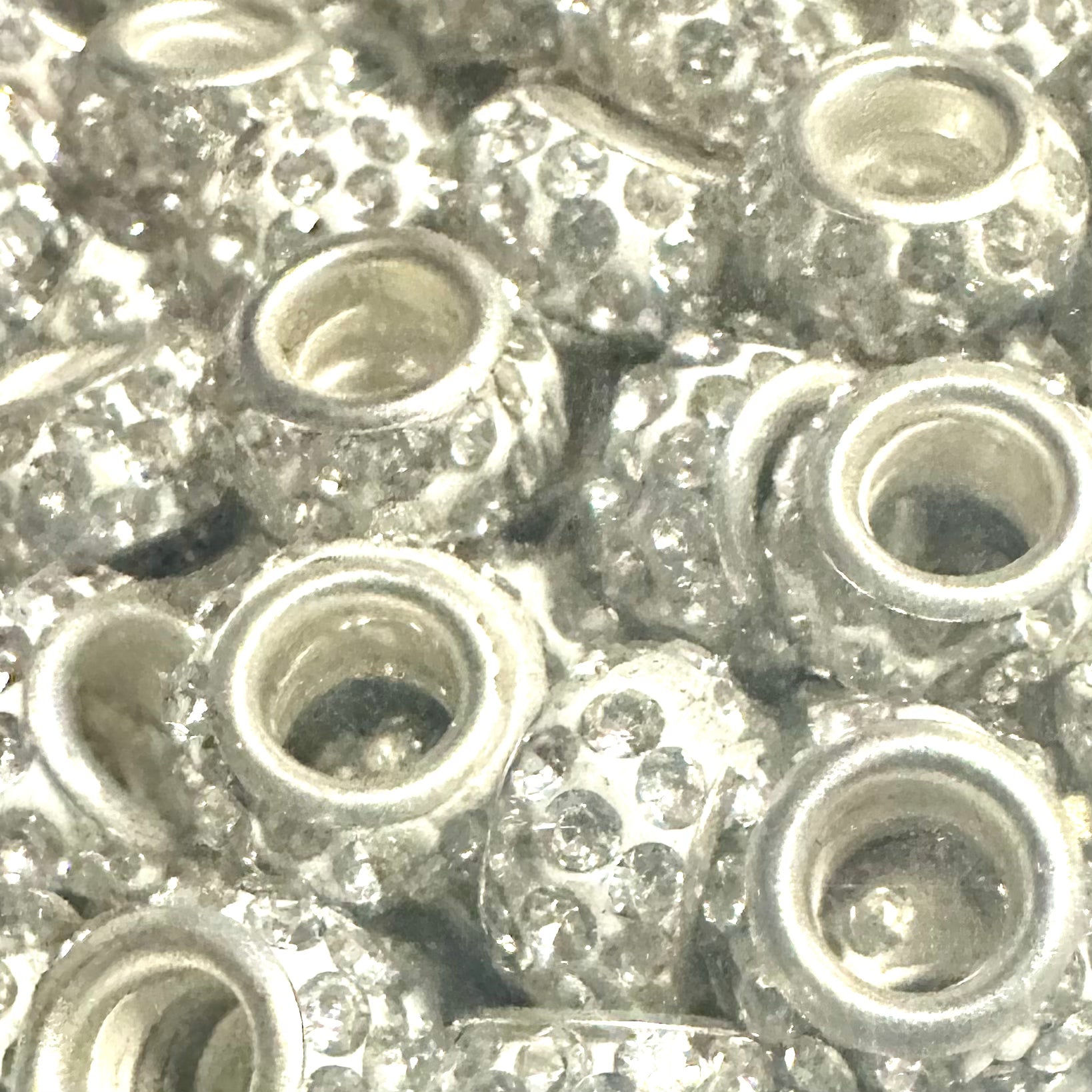 10mm Rhinestone Rondelles, Silver/Clear