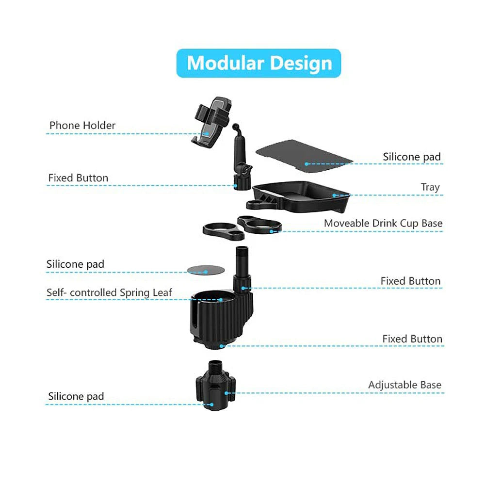 3 In 1 Adjustable Car Cup Tray With Phone Holder - Image 12