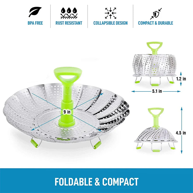 Stainless Steel Collapsible Mesh Steamer Basket - Image 6