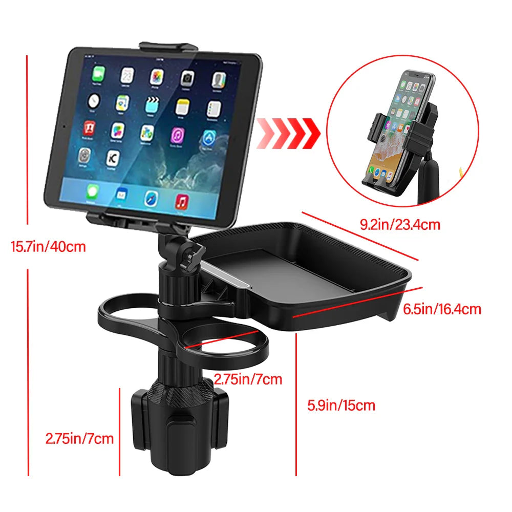 3 In 1 Adjustable Car Cup Tray With Phone Holder - Image 6