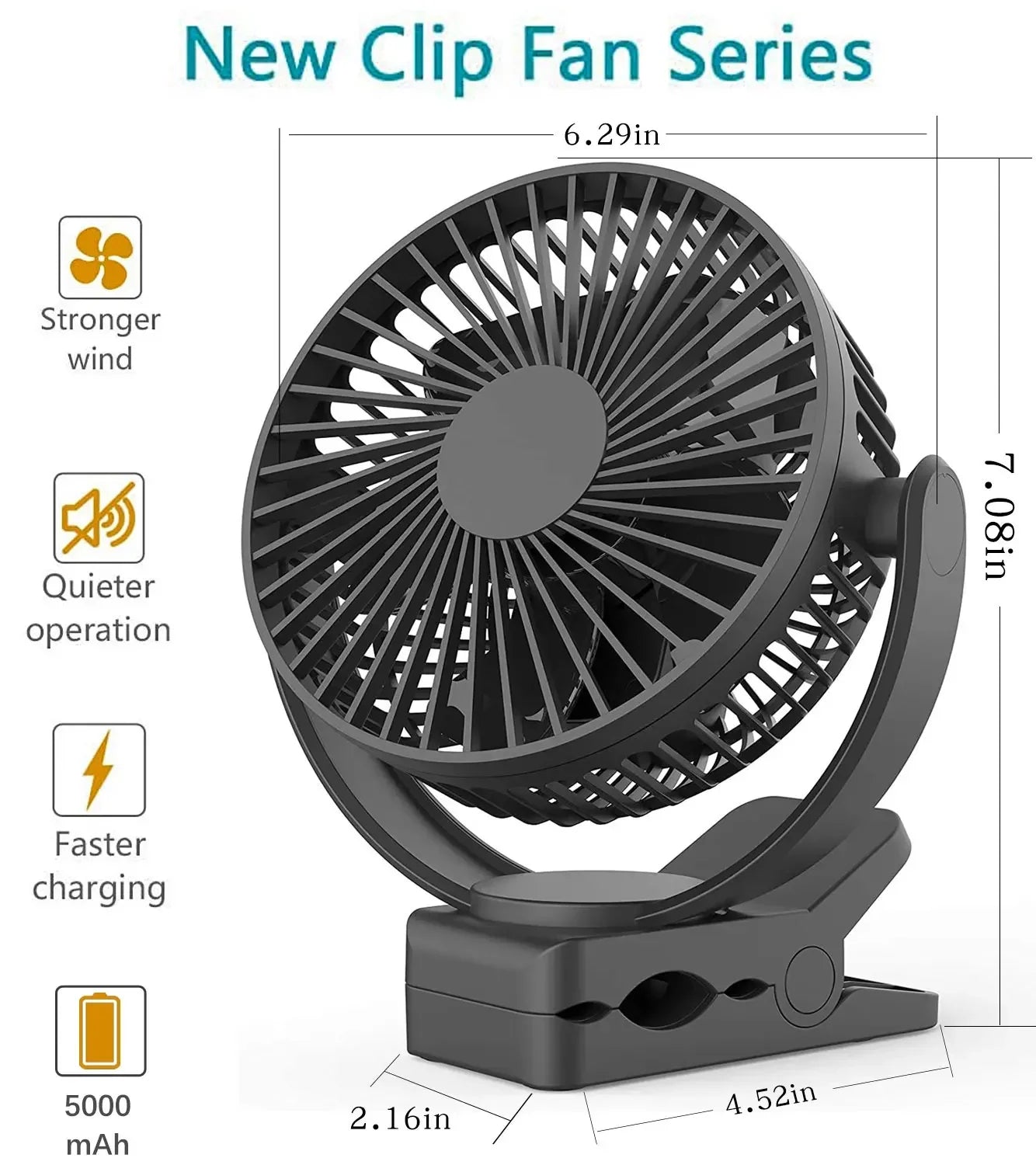 Rechargeable Desk Fan | Portable, Quiet, Clip-On For Home, Office, Outdoor - Image 6