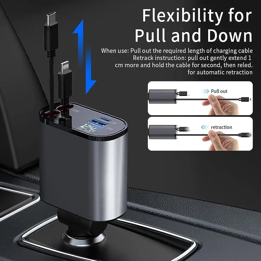 Car Retractable 4 In 1 Fast Charger - Image 5