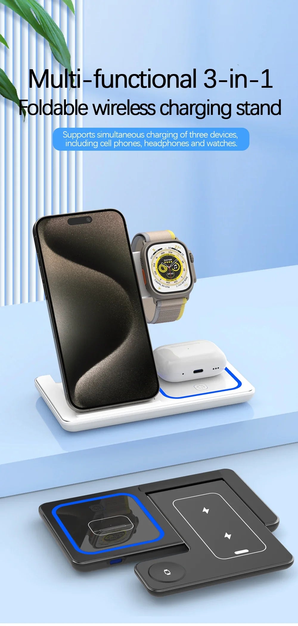 3 In 1 Foldable Wireless Charging Stand - Image 9