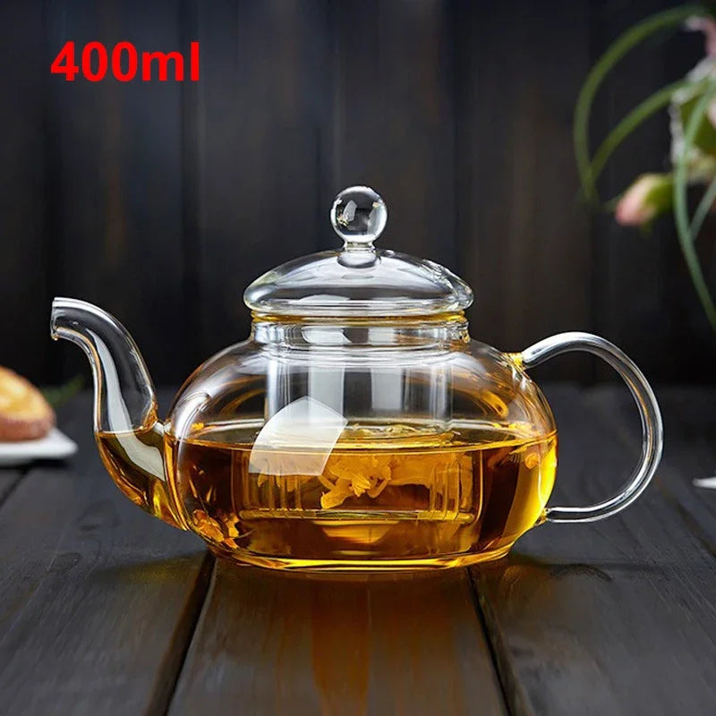 Heat-Resistant Glass Tea Pot With Infuser | 400Ml/1000Ml Teaware Set - Image 8
