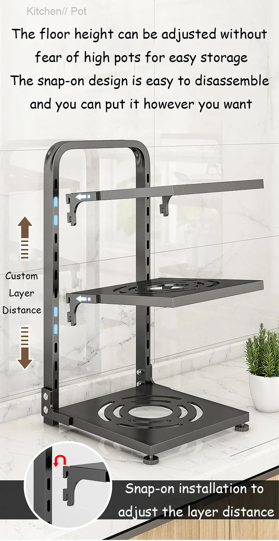 Adjustable Kitchen Pot Storage Rack - Image 11