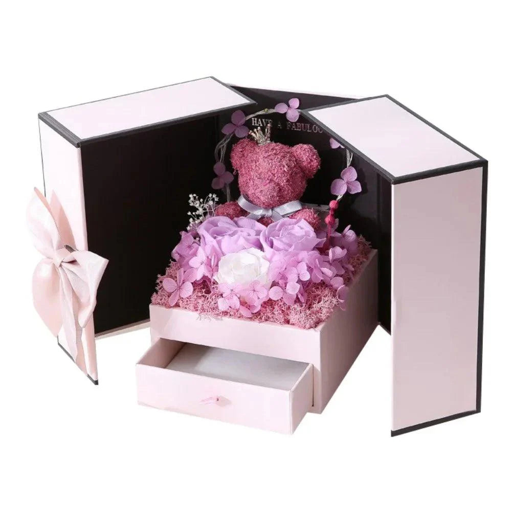 Rose Bear Gift Box With Eternal Rose And Necklace - Image 11
