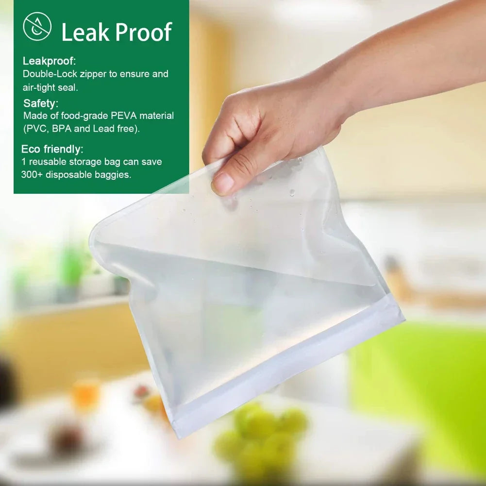 Silicone Food Storage Containers Stand-Up Zip-Shut Bags - Image 6