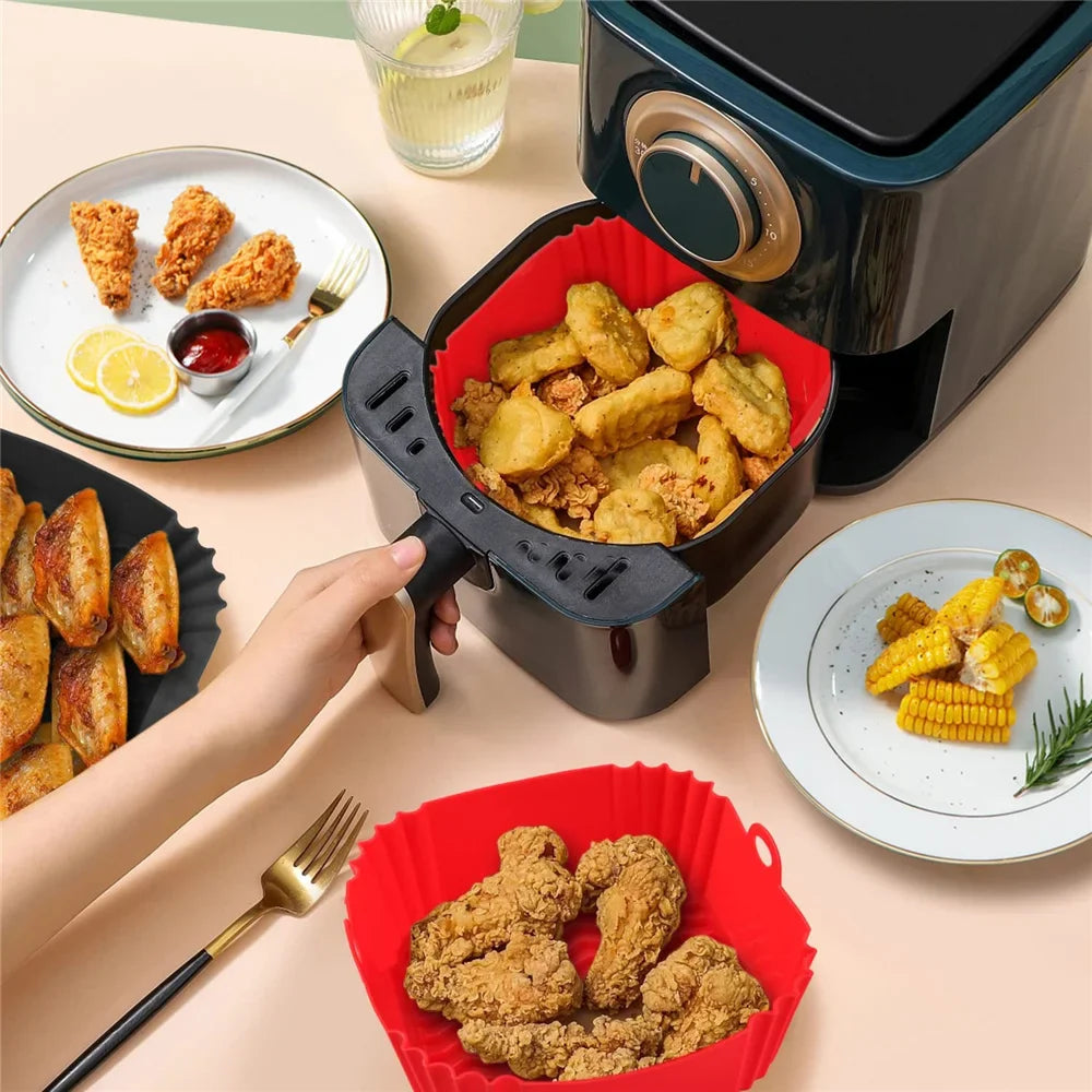 Reusable Silicone Airfryer Pan Liner: Nonstick Baking Tray & Oven Accessory For Healthy Cooking - Image 3