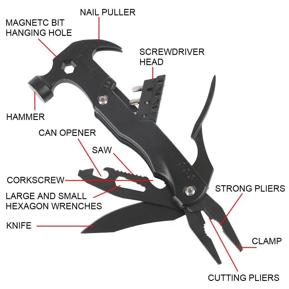 Multifunctional Pliers With Folding Nail Hammer - Image 8