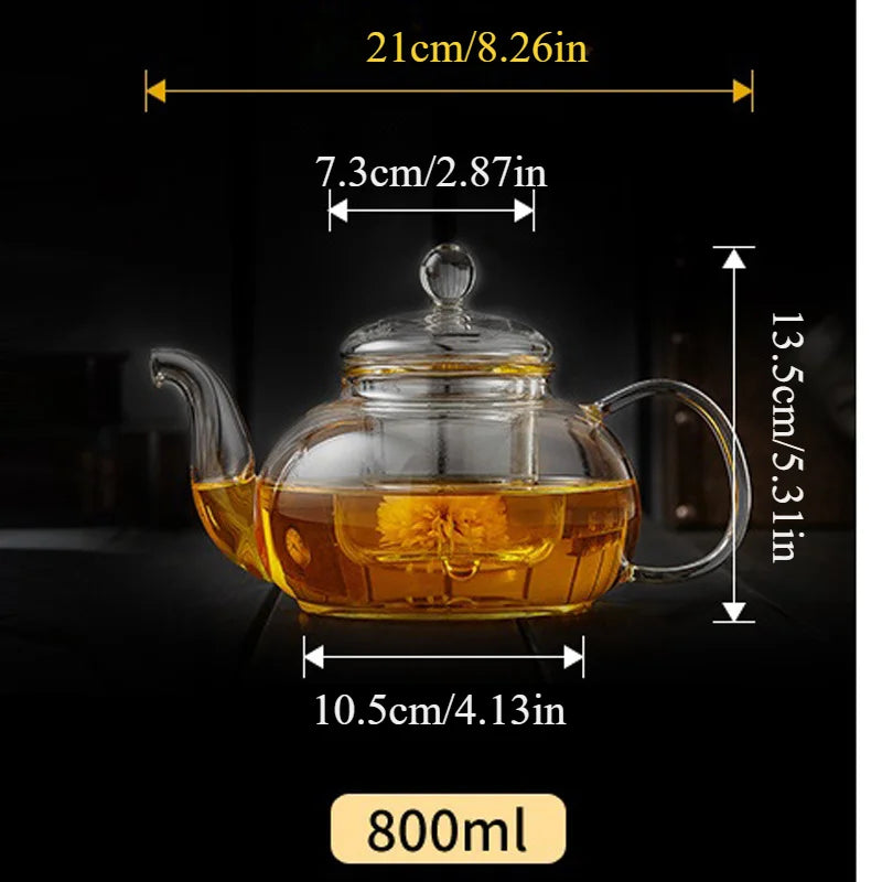 Heat-Resistant Glass Tea Pot With Infuser | 400Ml/1000Ml Teaware Set - Image 4
