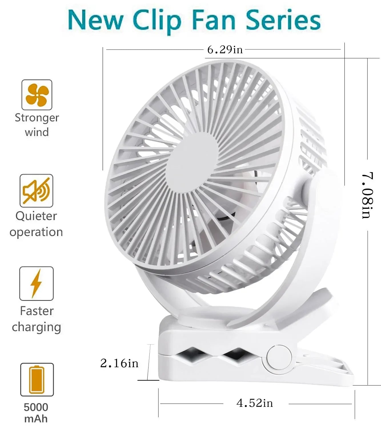 Rechargeable Desk Fan | Portable, Quiet, Clip-On For Home, Office, Outdoor - Image 4