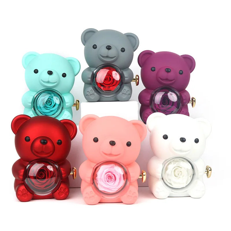 Rose Hugging Bear Gift Box With Necklace - Image 9