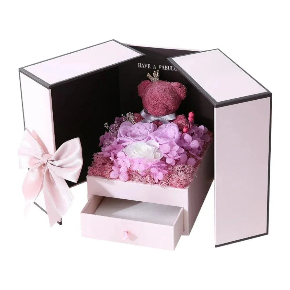 Rose Bear Gift Box With Eternal Rose And Necklace - Image 7