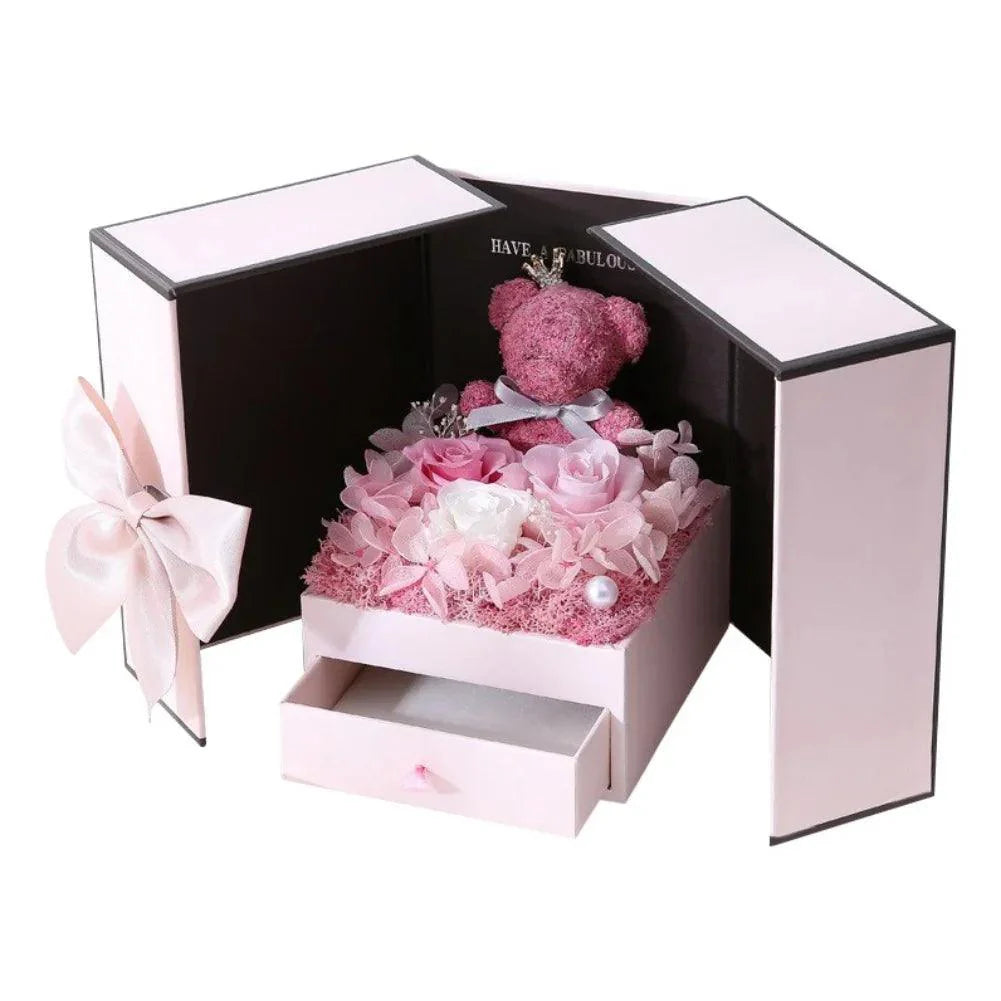 Rose Bear Gift Box With Eternal Rose And Necklace - Image 14