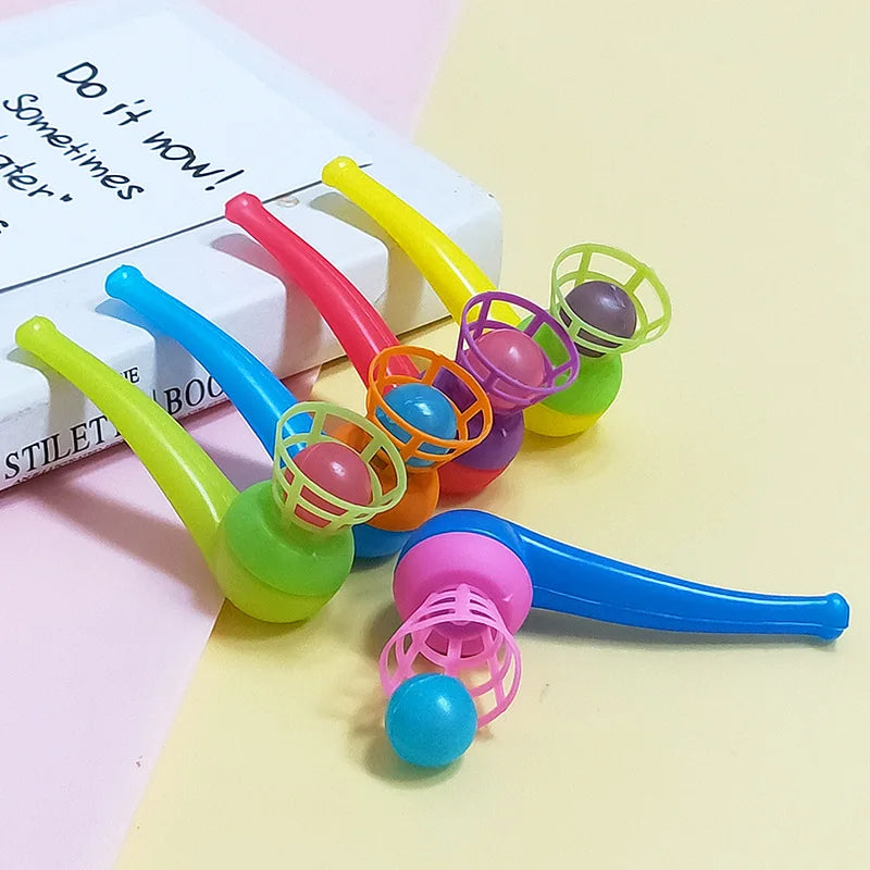 10Pcs Plastic Pipe Blowing Ball Toys For Kids - Outdoor Sports & Balance Training Game, Perfect For Birthday Parties & Gifts - Image 6