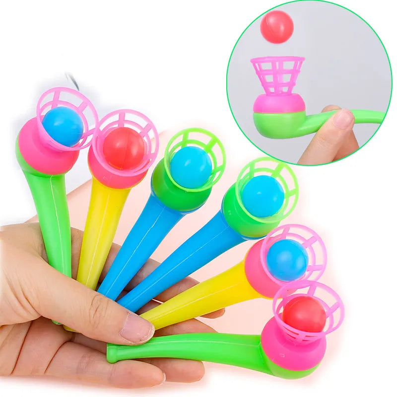 10Pcs Plastic Pipe Blowing Ball Toys For Kids - Outdoor Sports & Balance Training Game, Perfect For Birthday Parties & Gifts - Image 3