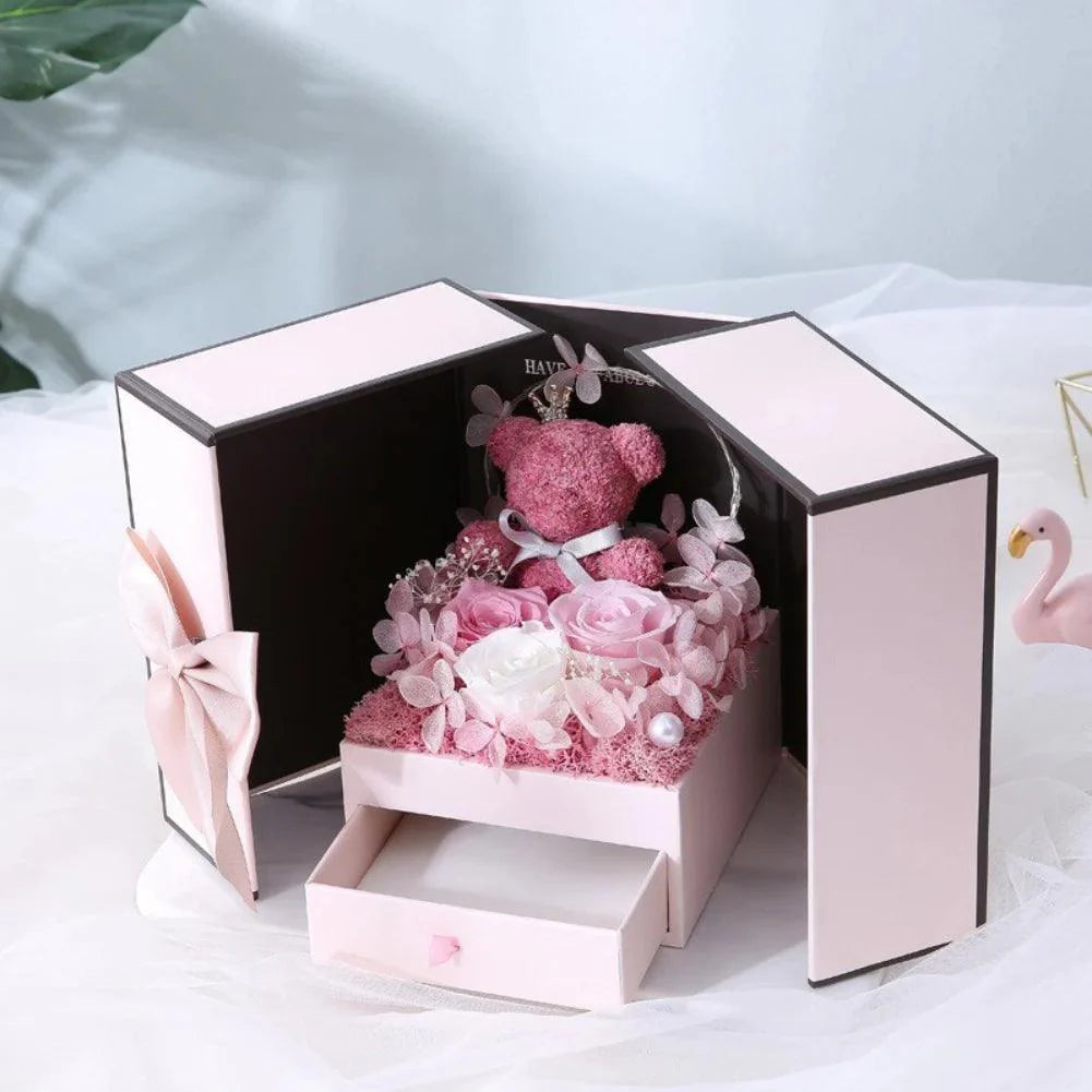 Rose Bear Gift Box With Eternal Rose And Necklace - Image 10