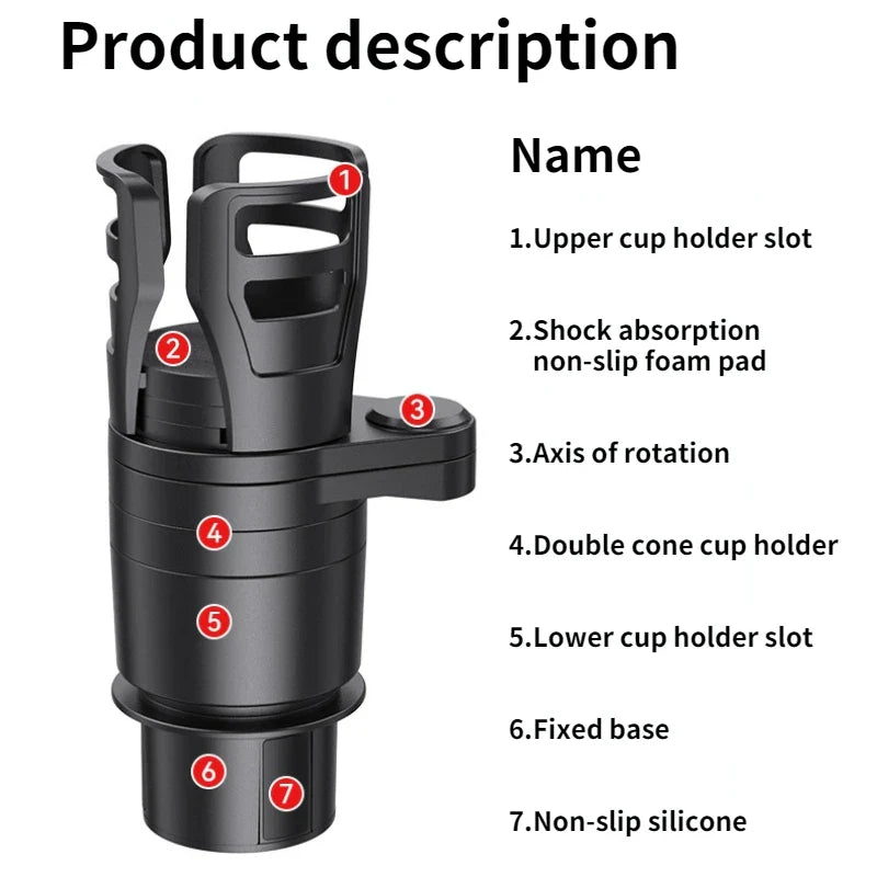 4 In 1 Adjustable Car Cup Holder - Image 4