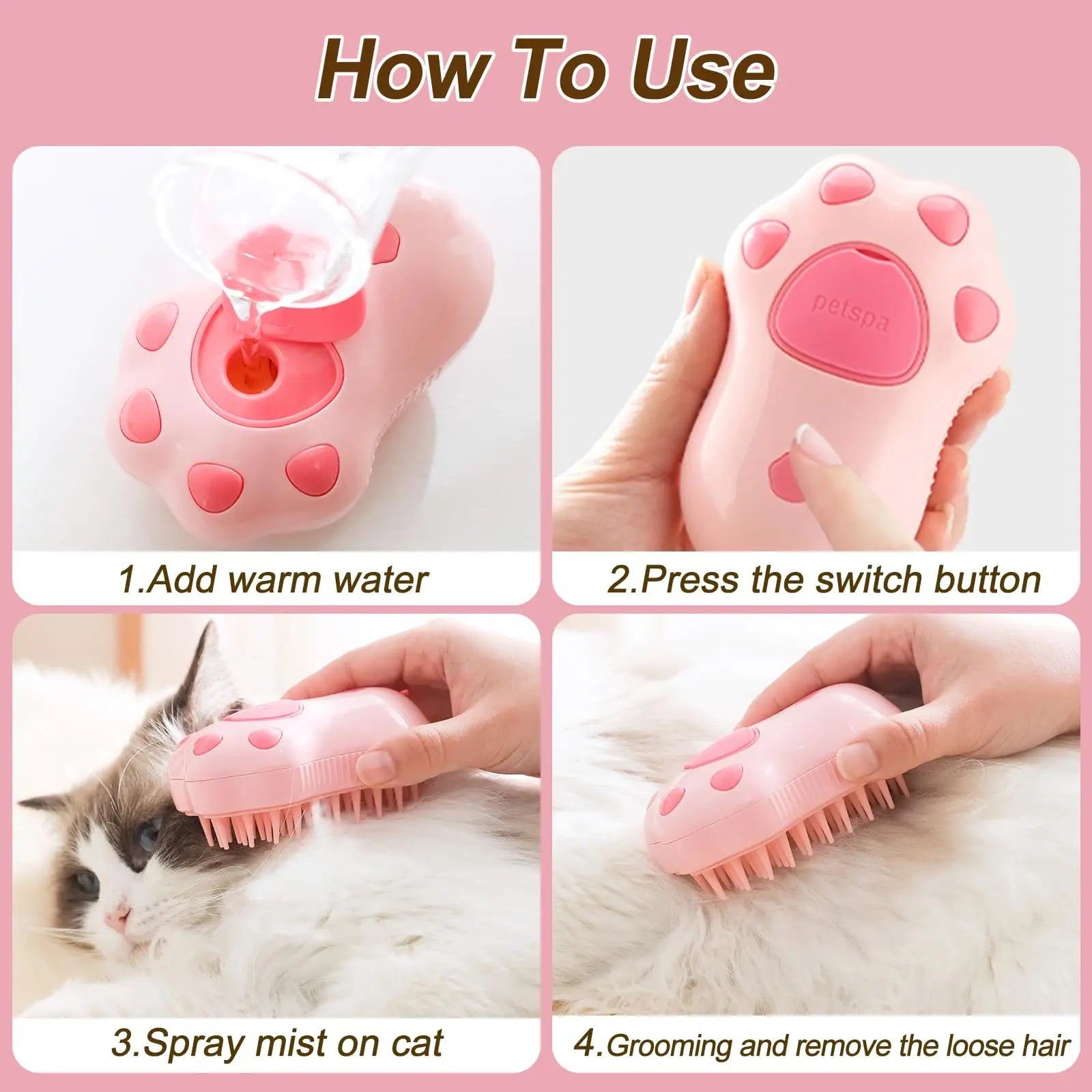 Steamy Pet Brush With Built-In Sprayer - Image 12