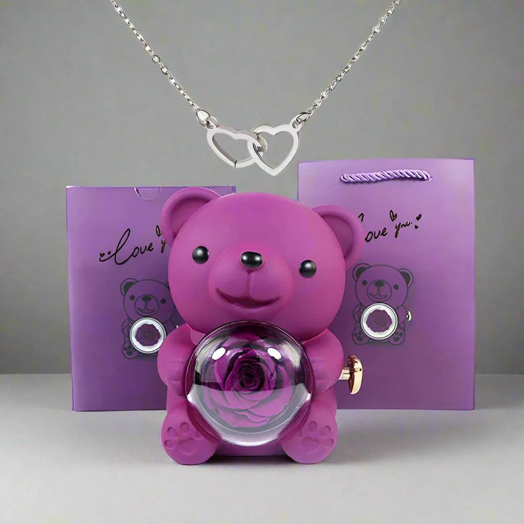 Valentine'S Day Rose Bear Necklace - Image 4