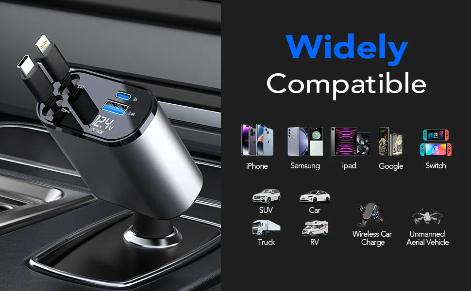 Car Retractable 4 In 1 Fast Charger - Image 11