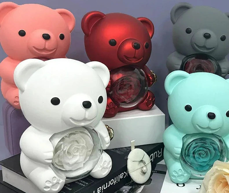 Rose Hugging Bear Gift Box With Necklace - Image 5