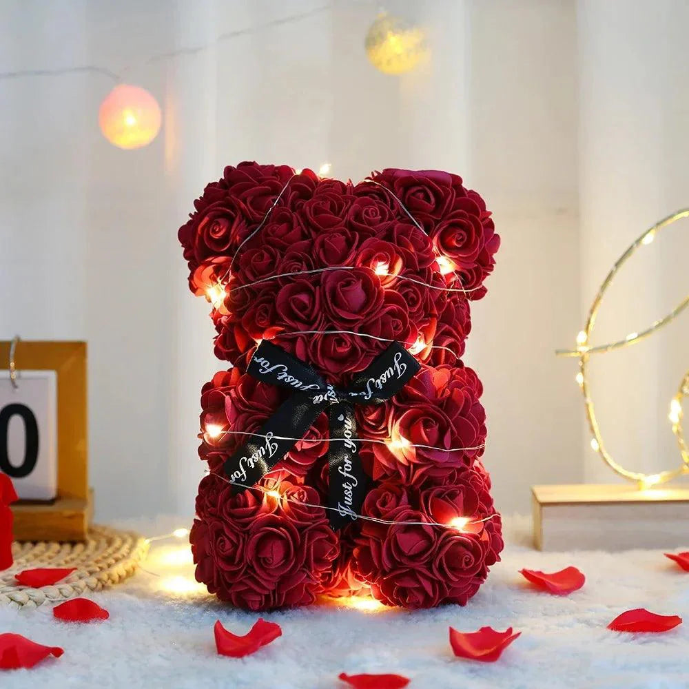 Teddy Rose Flower Bear With Gift Box - Image 11