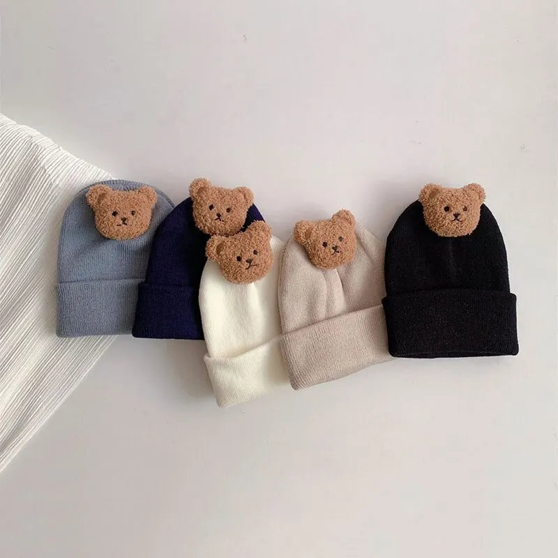 Cartoon Bear Knitted Baby Hat - Image 3