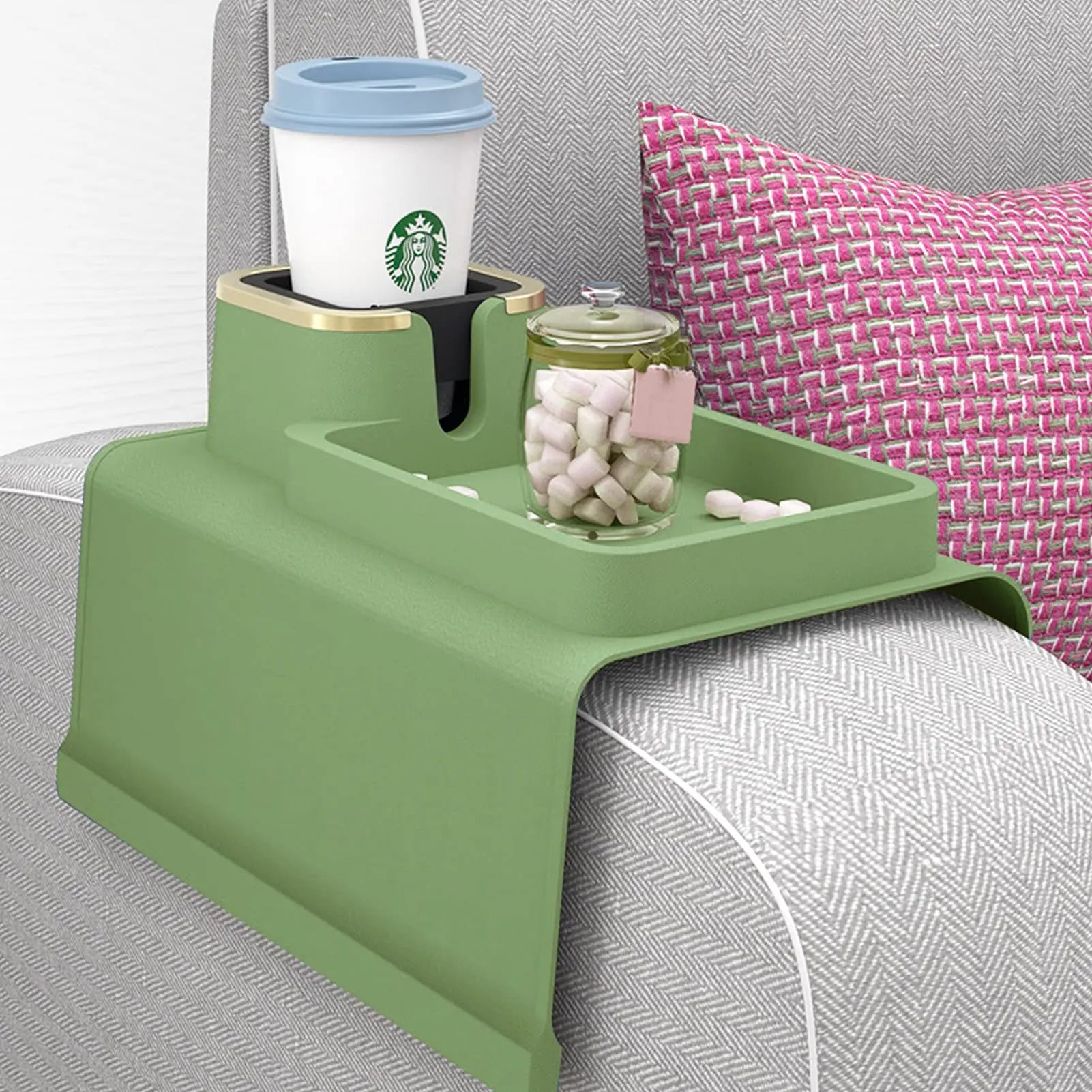 Sofa Armrest Tray With Cup Holder Spill-Proof Sofa Coaster - Image 4