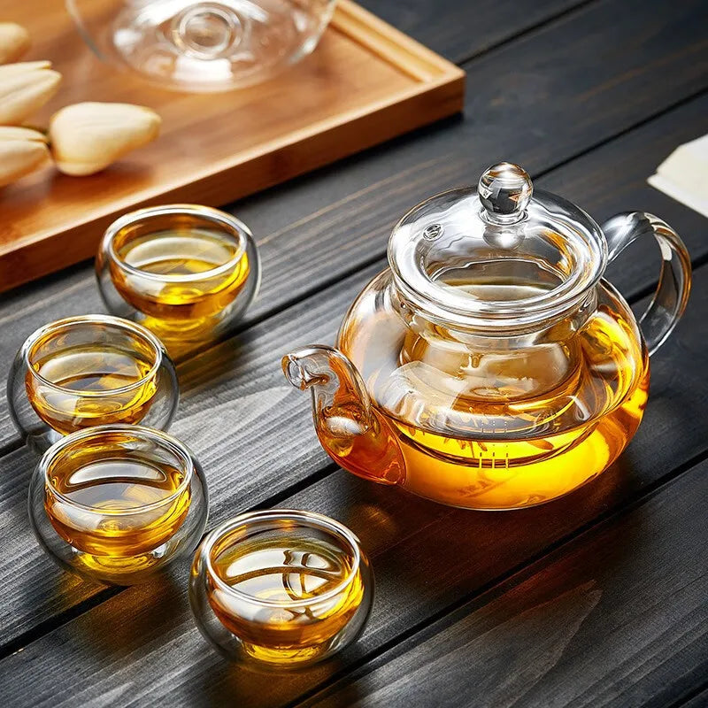 Heat-Resistant Glass Tea Pot With Infuser | 400Ml/1000Ml Teaware Set - Image 3