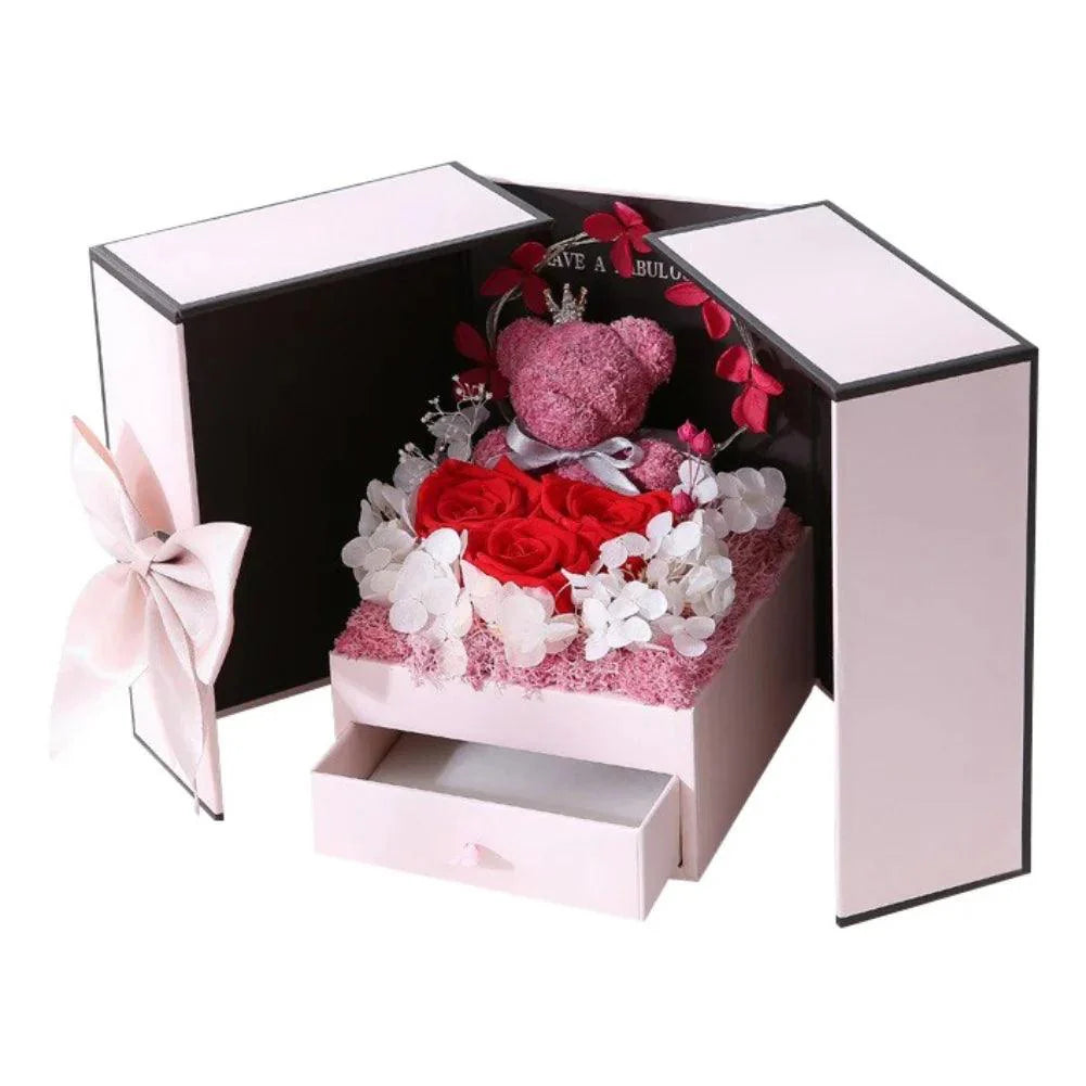 Rose Bear Gift Box With Eternal Rose And Necklace - Image 4
