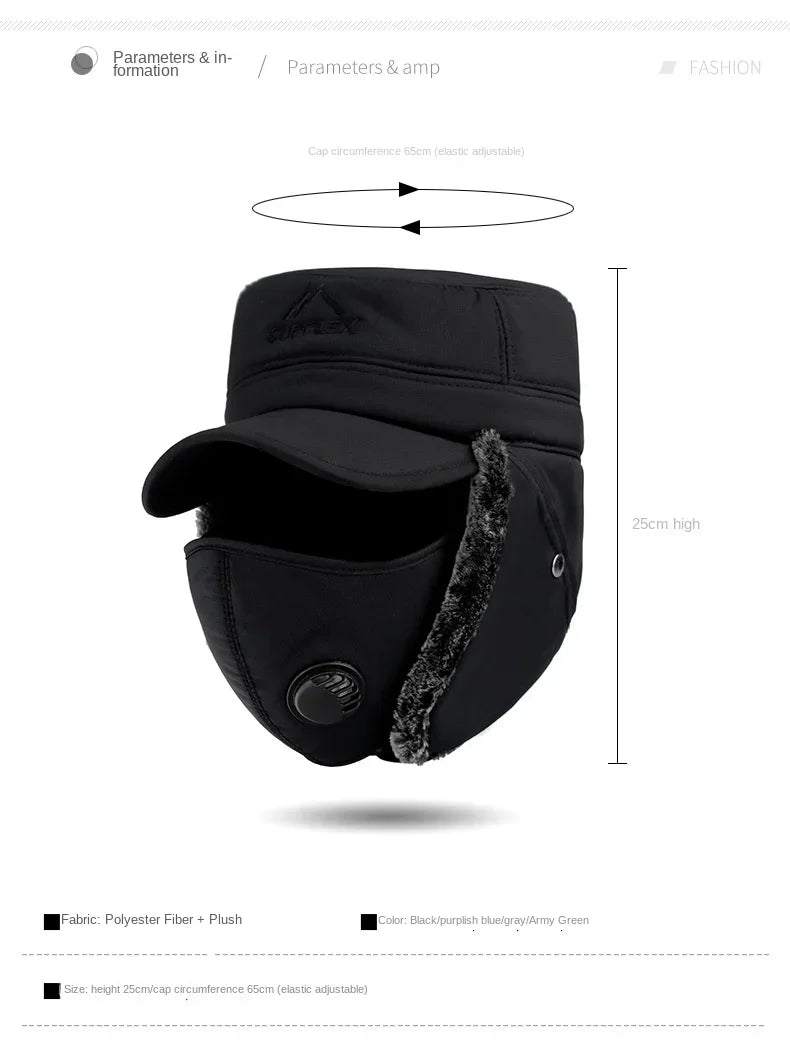 3 In 1 Thermal Face Mask Earmuffs Cap - Image 12