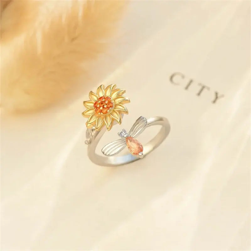 Sunflower Bee Fidget Ring Gifts - Image 4