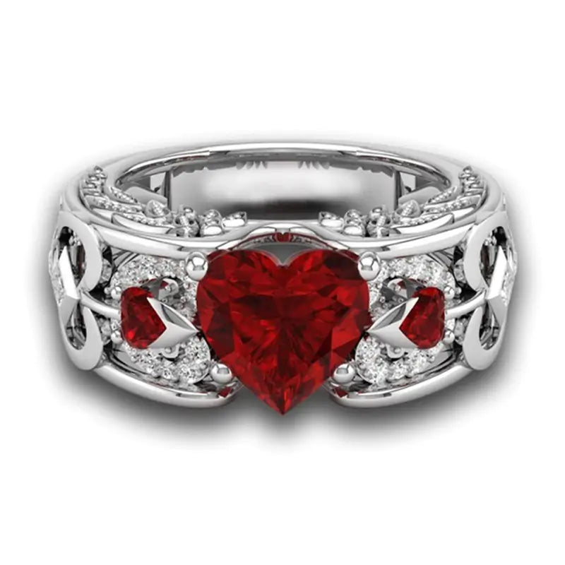 Red Love Heart Ring - Image 4