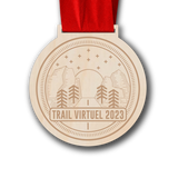 round wooden medal