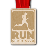 wooden running medal