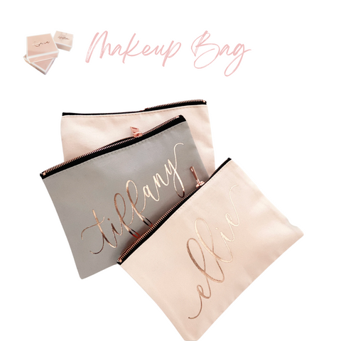 Bridesmaid Proposal Gift of a custom blush pink makeup bag