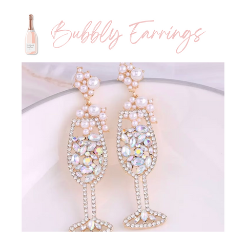 bubbly champagne earrings for the bride on a bachelorette party