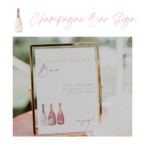 Champagne Bar Sign Template at Bridal Shower or Bachelorette Party