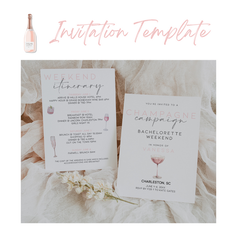 Champagne Campaign Bachelorette Invitation template