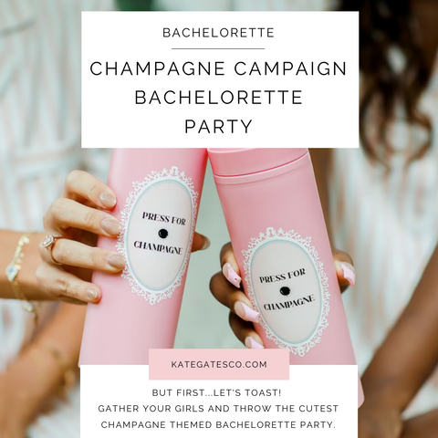 Champagne Campaign Bachelorette Party Decorations and Ideas