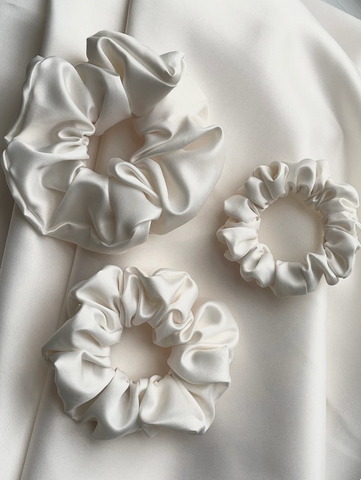Bridal White Hair Scrunchie for Wedding Dress Shopping