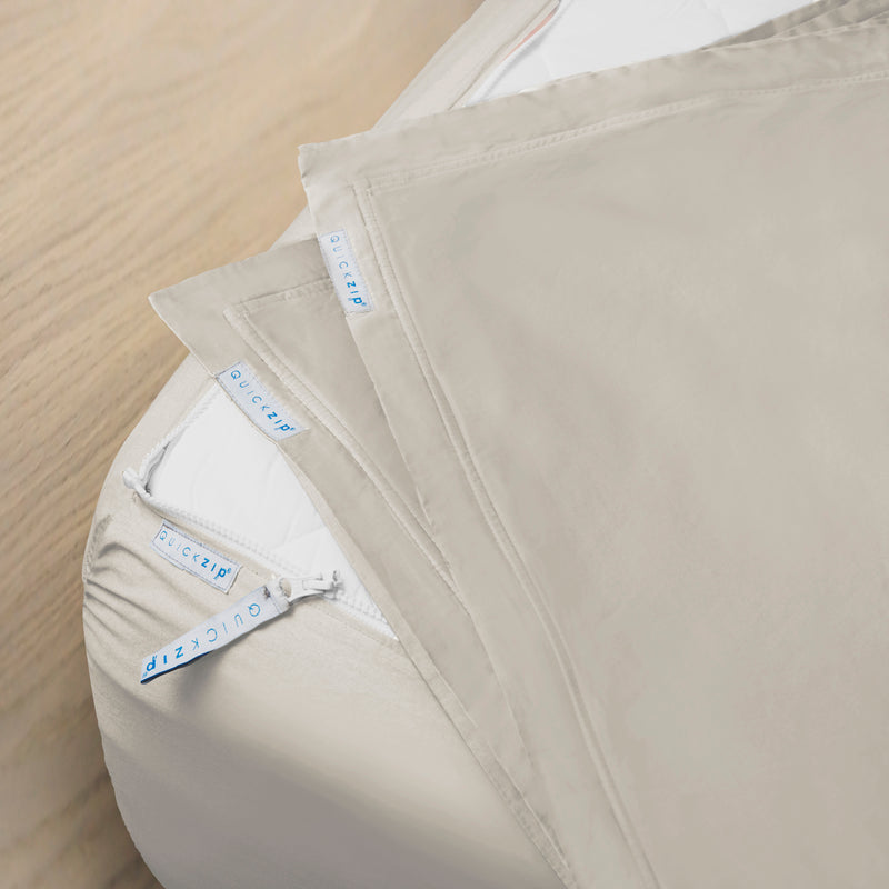 Queen Luxe Sateen Cotton Zip Sheet Starter Pack from QuickZip Sheet Company