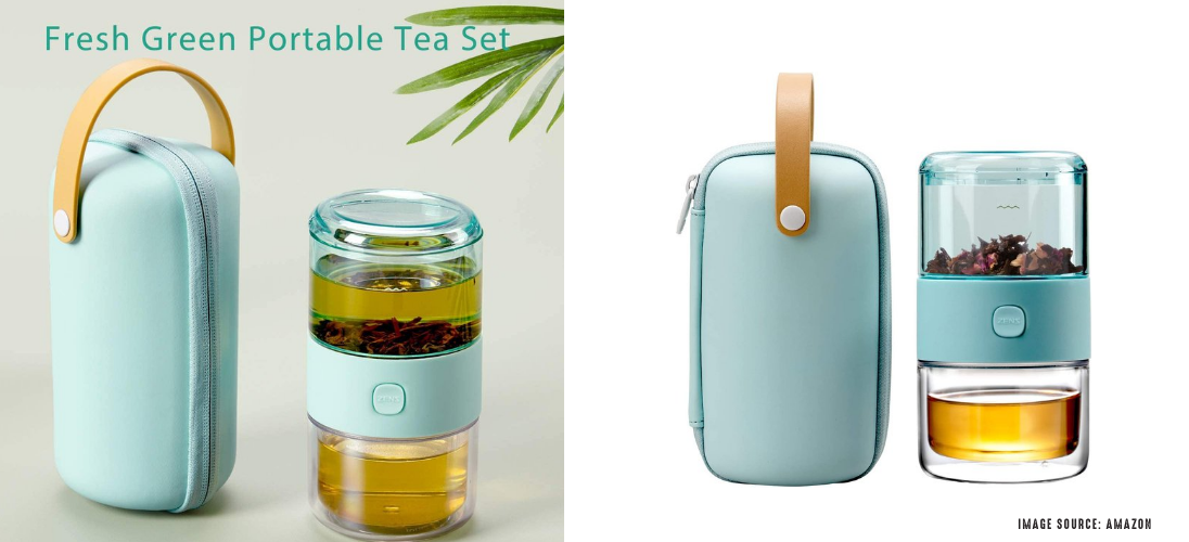 ZenS Travel Tea Set, Glass Portable Teapot Infuser Set For Loose Tea,1