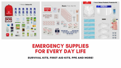 Image showing emergency, survival kit, first aid supplies, and PPE.