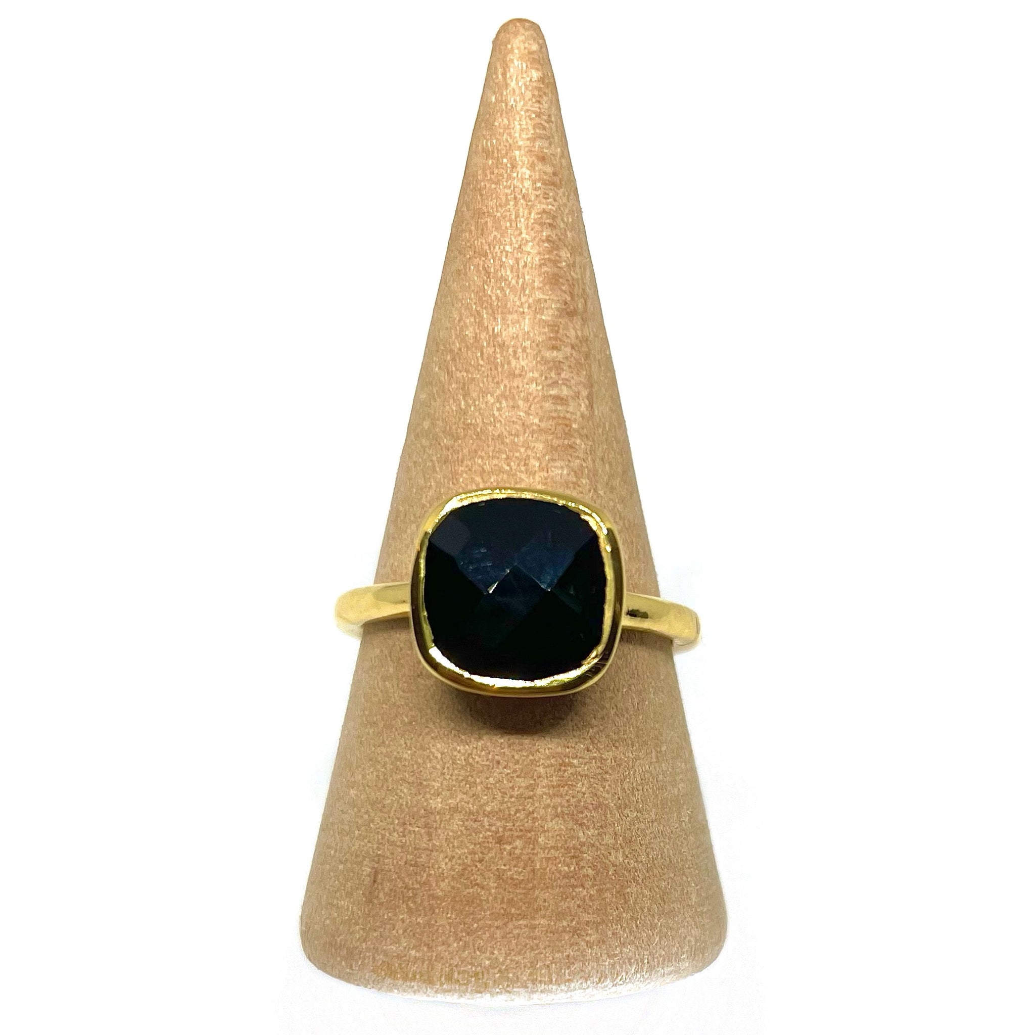 Black Onyx Gemstone Gold Ring