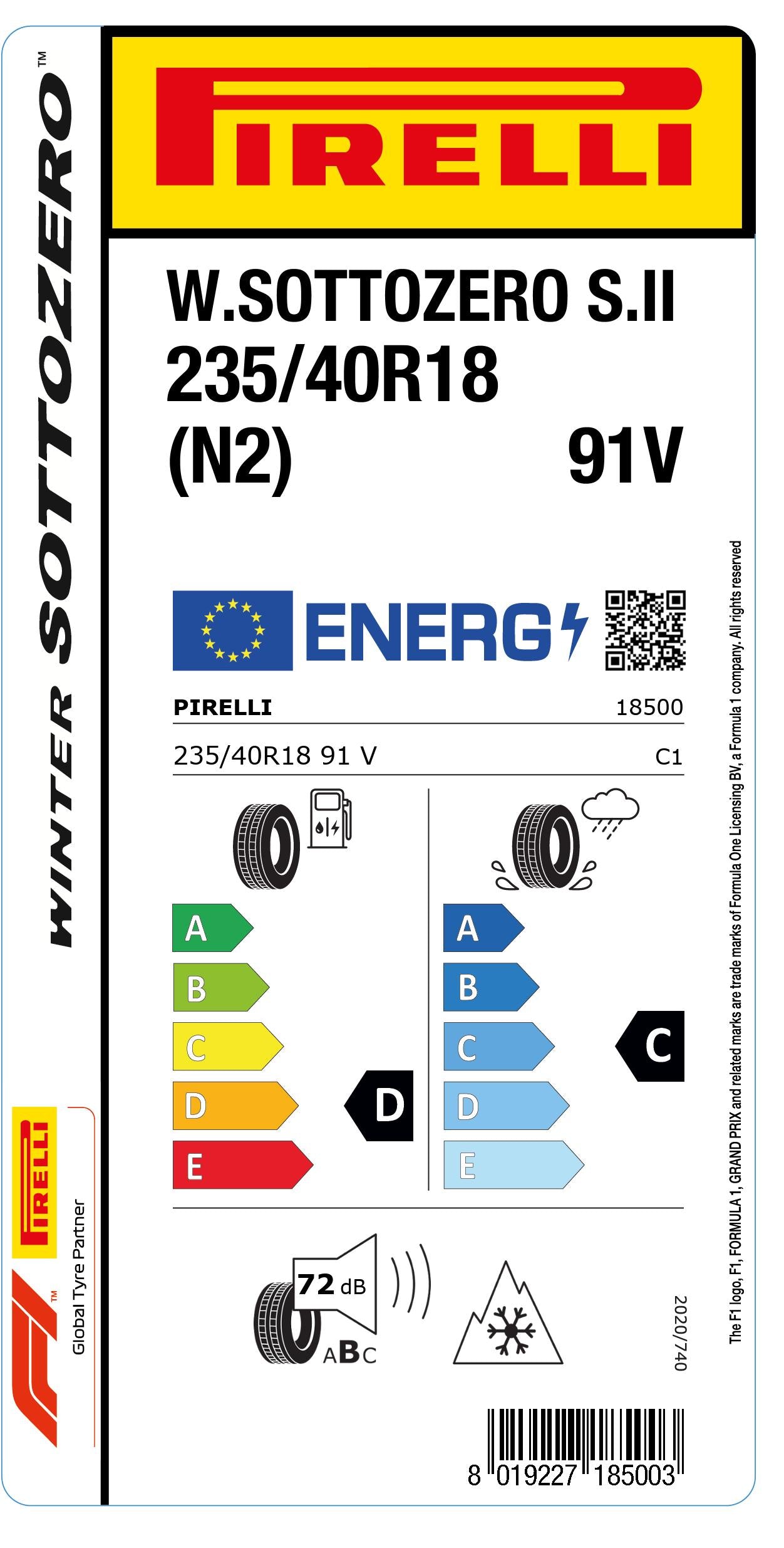 1x Pirelli PZERO WINTER M+S 3PMSF XL 245/40 R 18 CAR WINTER TIRE – Speed- Reifen